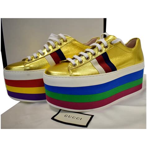 fake gucci rainbow shoes|gucci peggy metallic shoes.